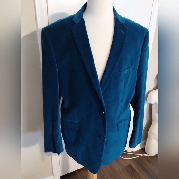 TALLIA Men’s Cotton Blazer, Turquoise Blue size 48R - Picture 1 of 9